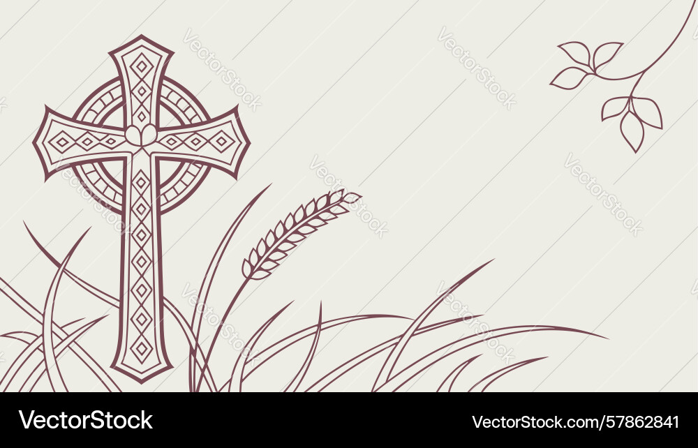 Christian cross with wheat field design Vector Image