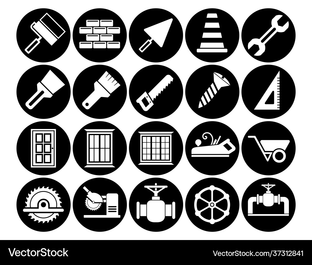 Construction set line icons with open path vector image