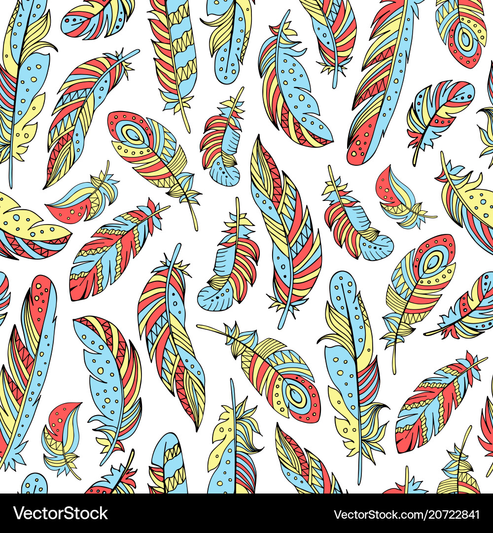 Decorative feathers seamless pattern Vector Image