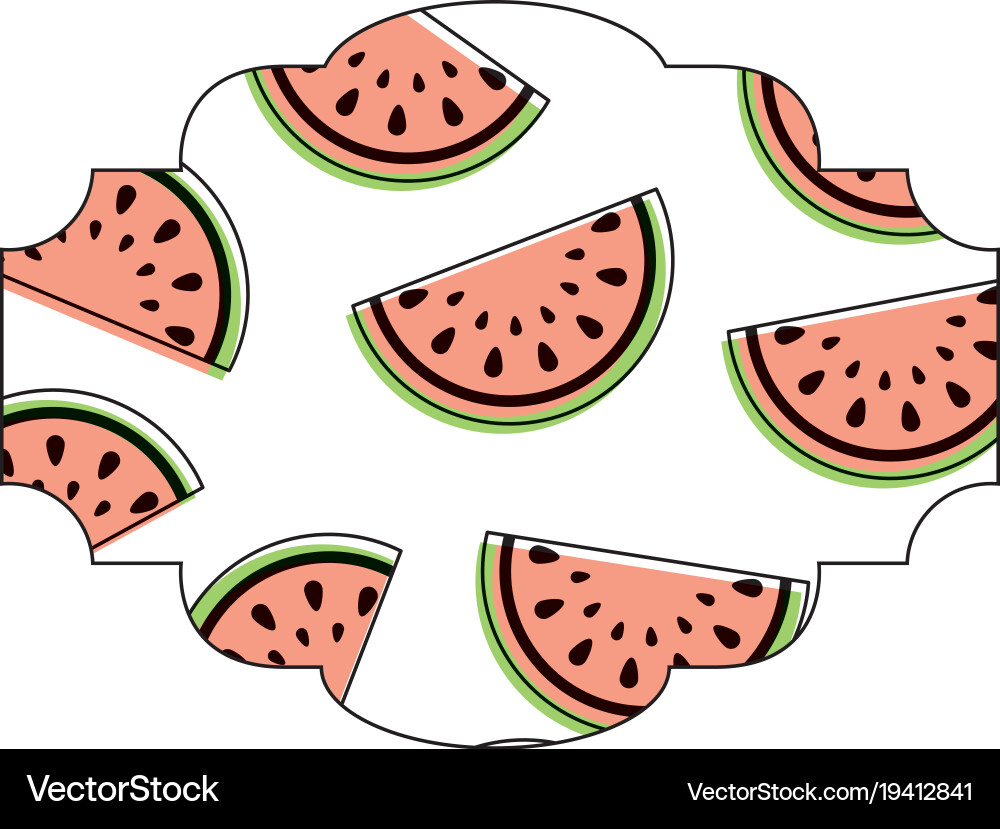 Frame with watermelon pattern background Vector Image