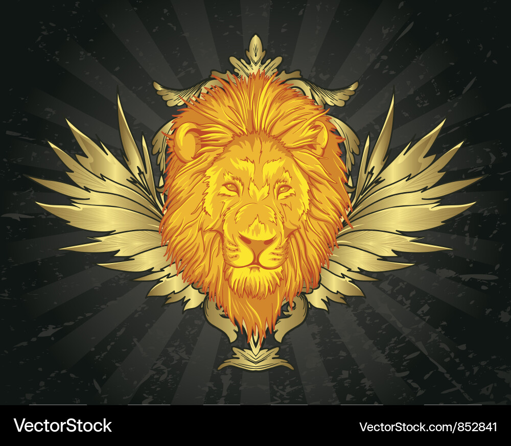 Golden Lion Grunge Head – Free Vector | VectorStock
