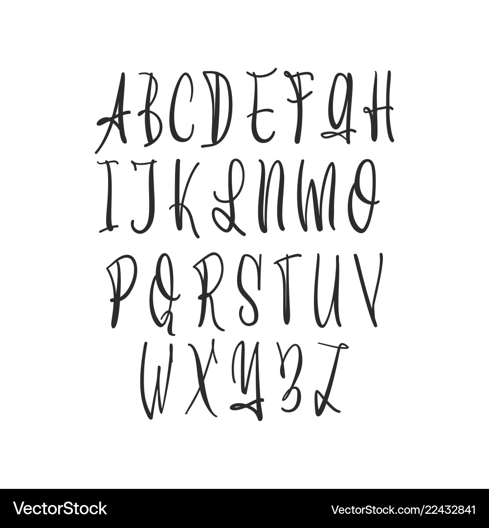 Handwritten Alphabet Font - Script Lettering vector image