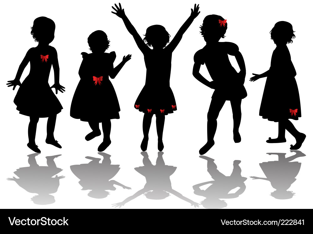 Happy Little Girls Playing Vector Image