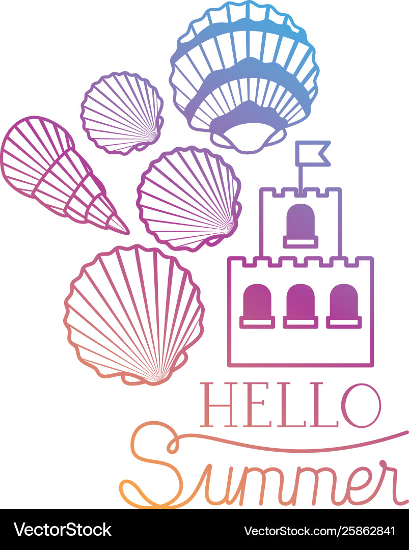 Hello summer label with colorful image Hello summer label with colorful image Vector Image