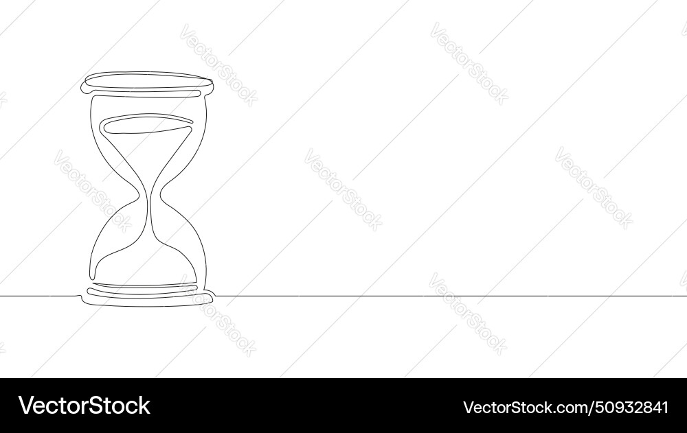 Hourglass in one line continuous art Royalty Free Vector