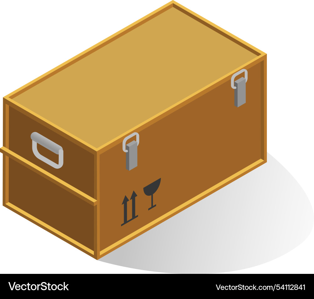 Isometric delivery box design with clear handling vector image