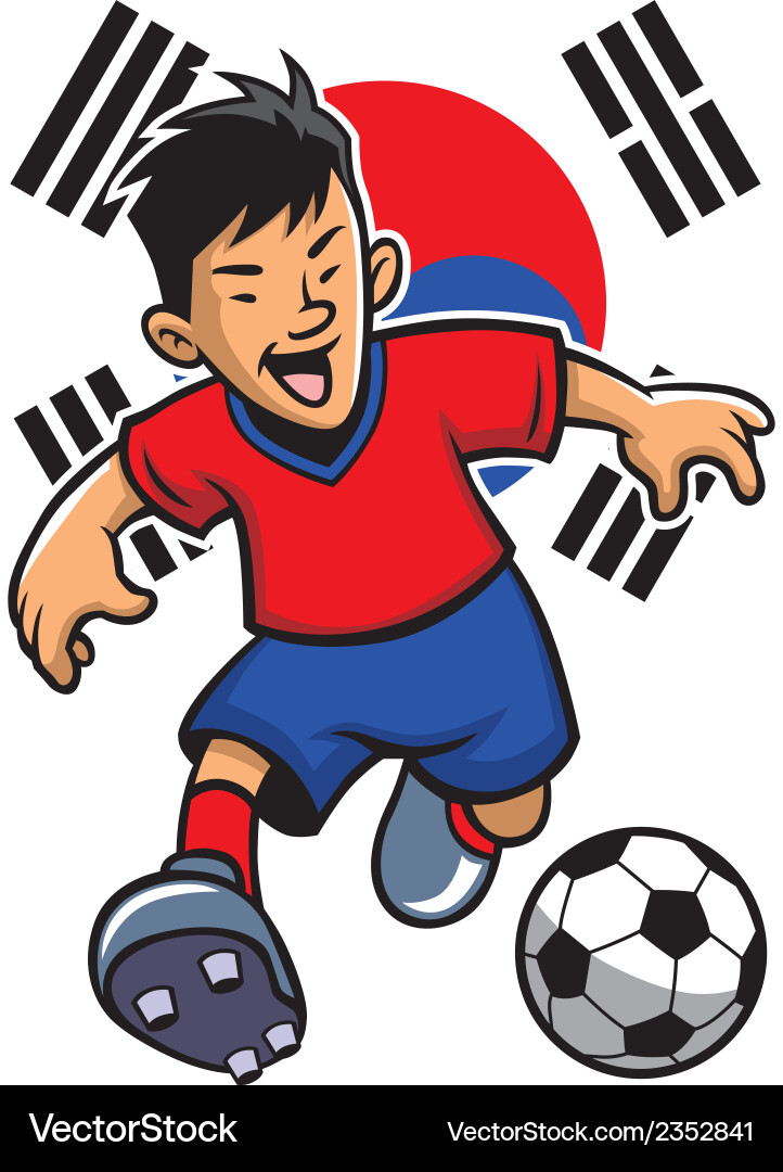 Korean soccer player with flag background Vector Image