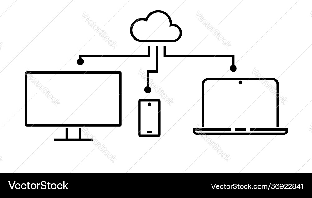 Laptop smartphone computer device synchronization Laptop smartphone computer device synchronization Vector Image