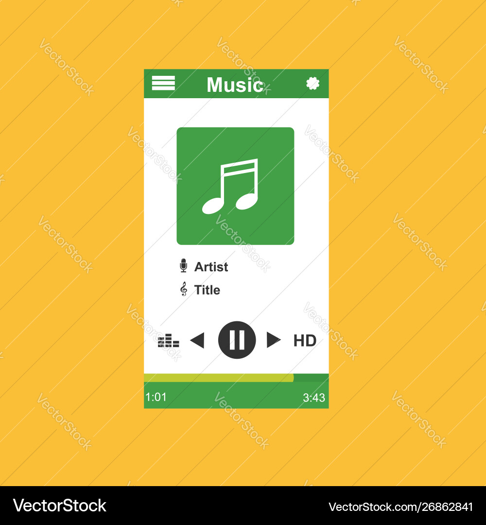 Media player application app template with flat Media player application app template with flat vector image