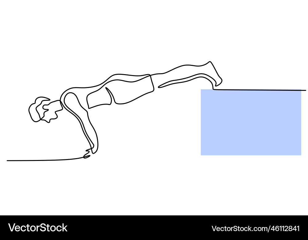 One continuous single line of man push up at home Vector Image