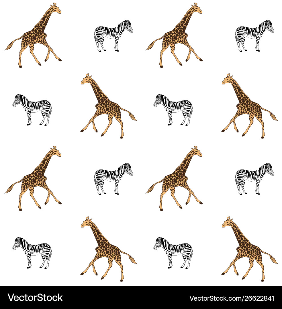 Seamless pattern giraffe and zebra vector image