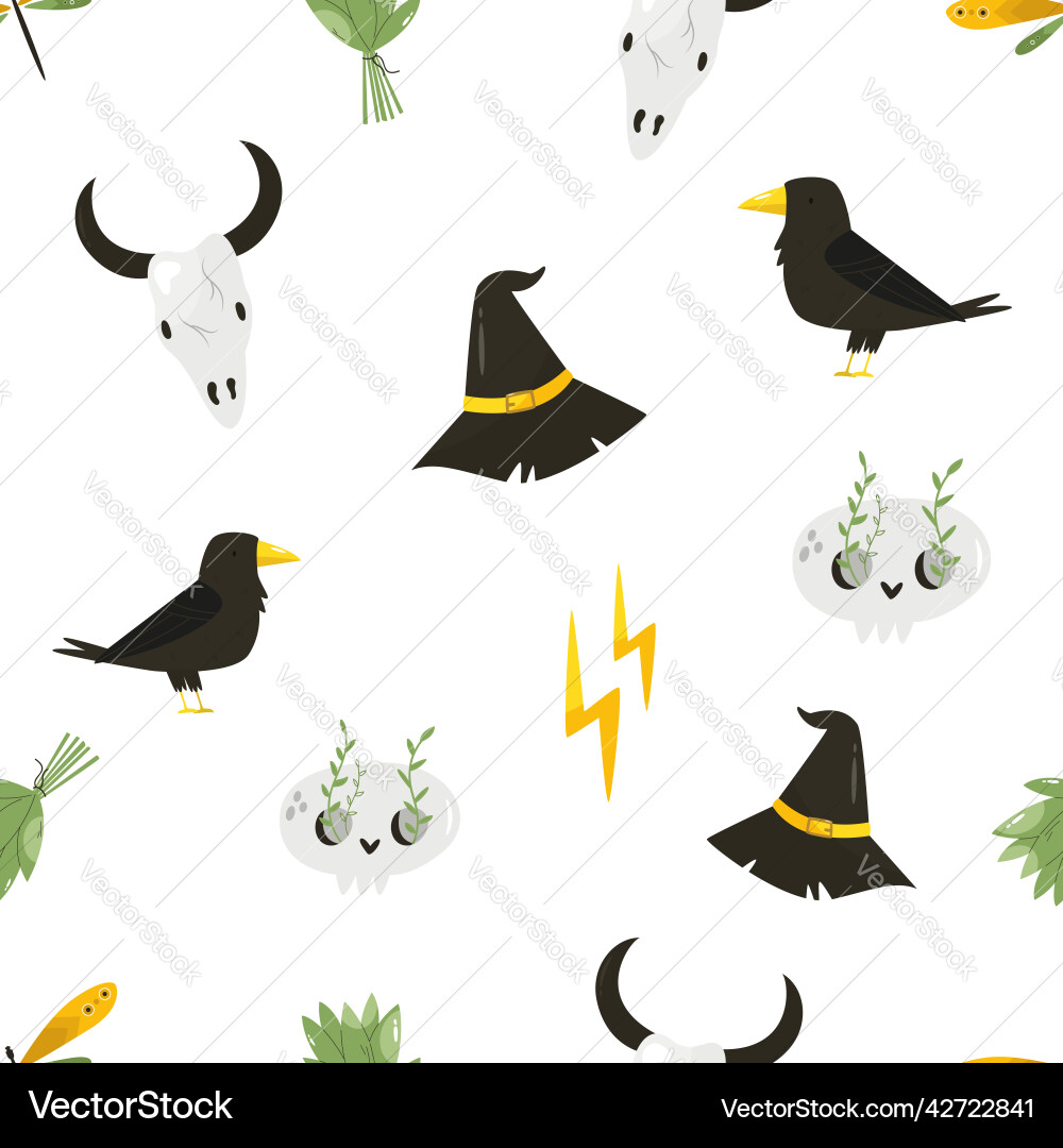 Seamless pattern with magic items symbols Seamless pattern with magic items symbols vector image
