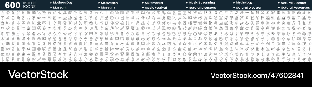 Set of 600 thin line icons in this bundle include vector image