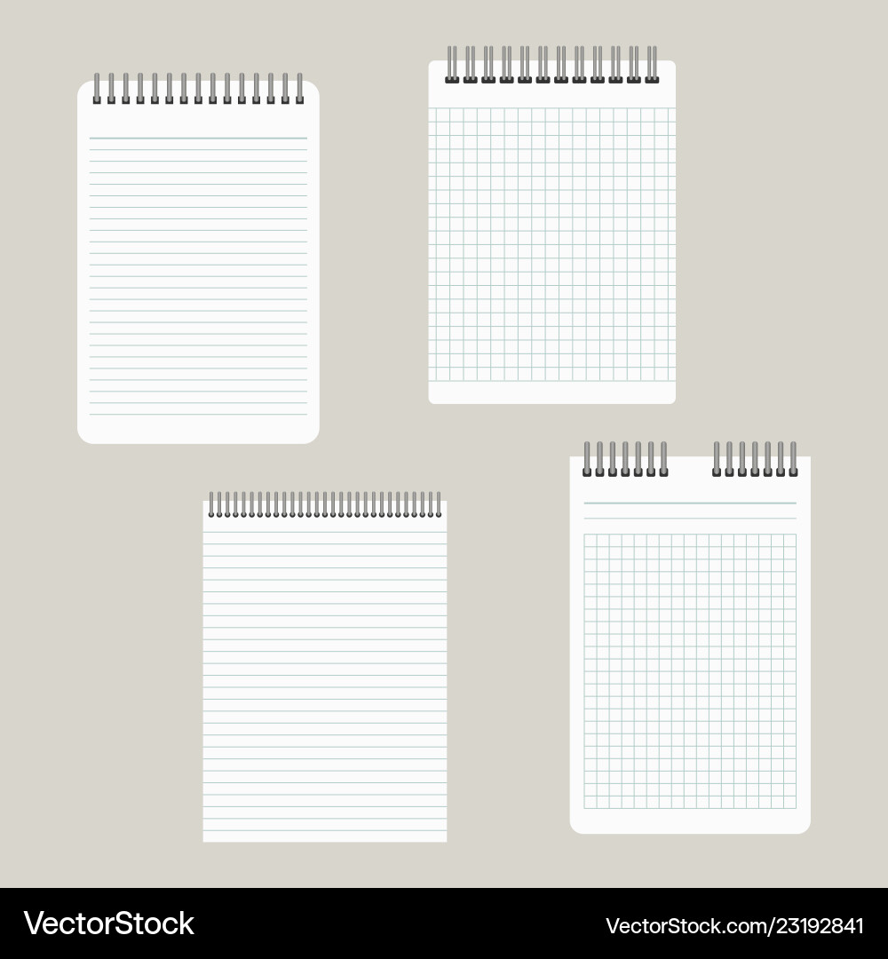 Set of four notepads with a binding from above Vector Image