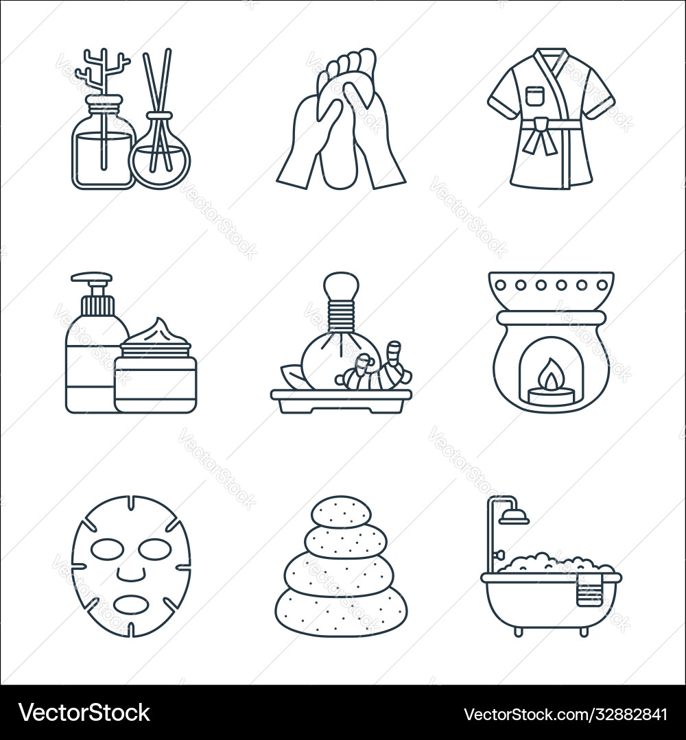 Spa line icons linear set quality Vector Image