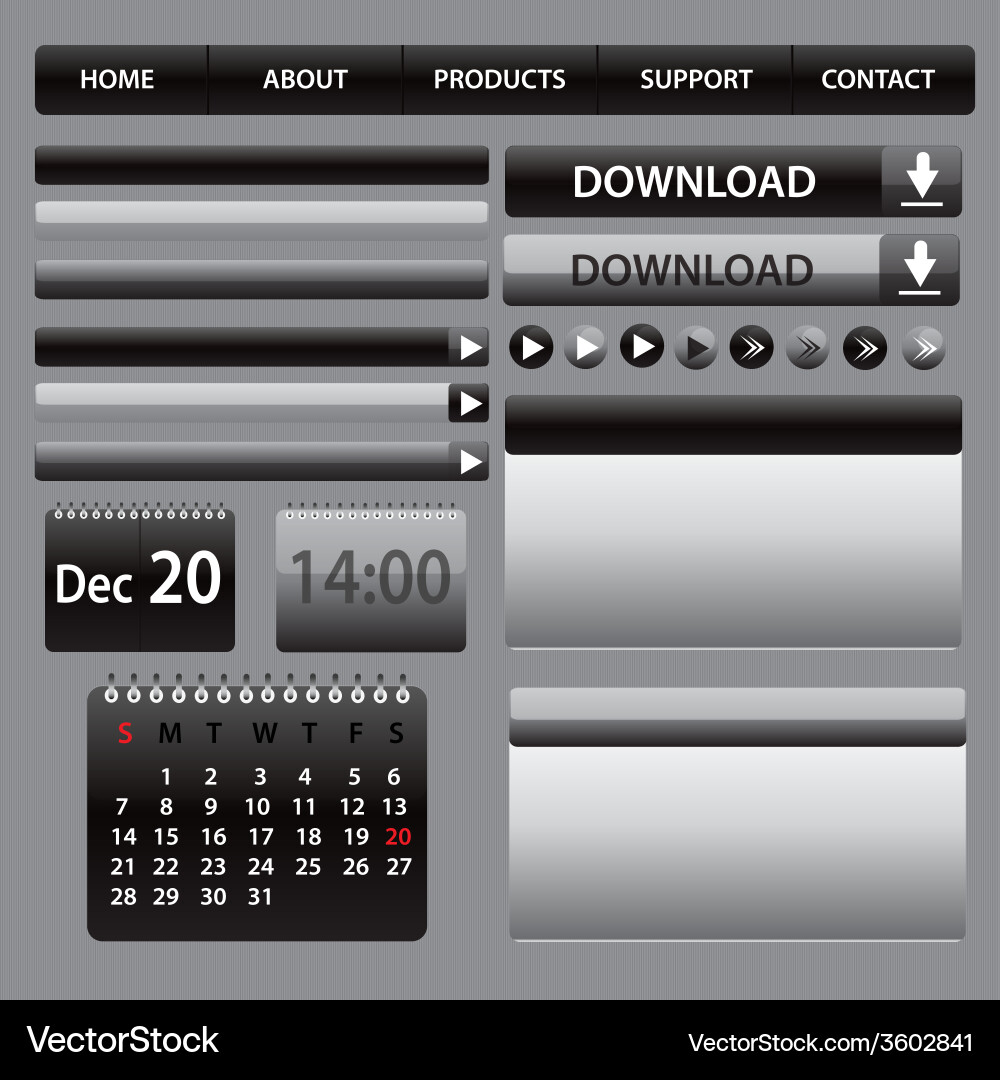 Website web design elements dark vector image