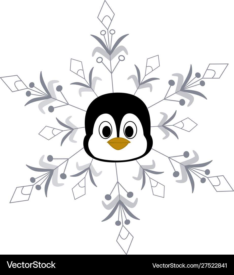 Winter with a penguin in snowflake Winter with a penguin in snowflake Vector Image