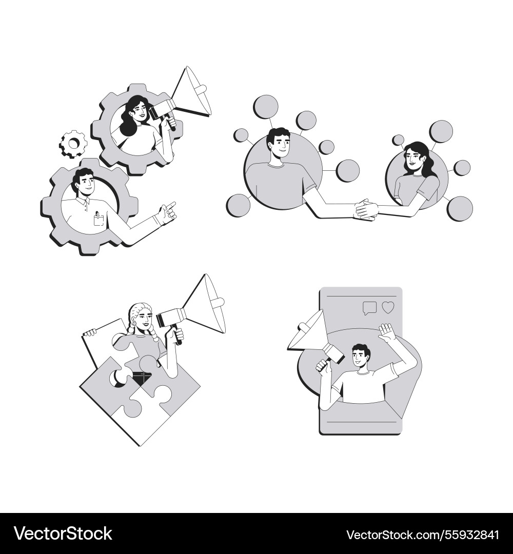 Workflow organization line conceptual set Workflow organization line conceptual set vector image