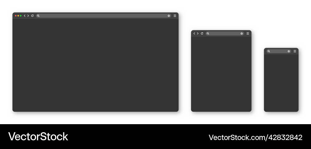 Blank web browser window with toolbar and search Blank web browser window with toolbar and search vector image