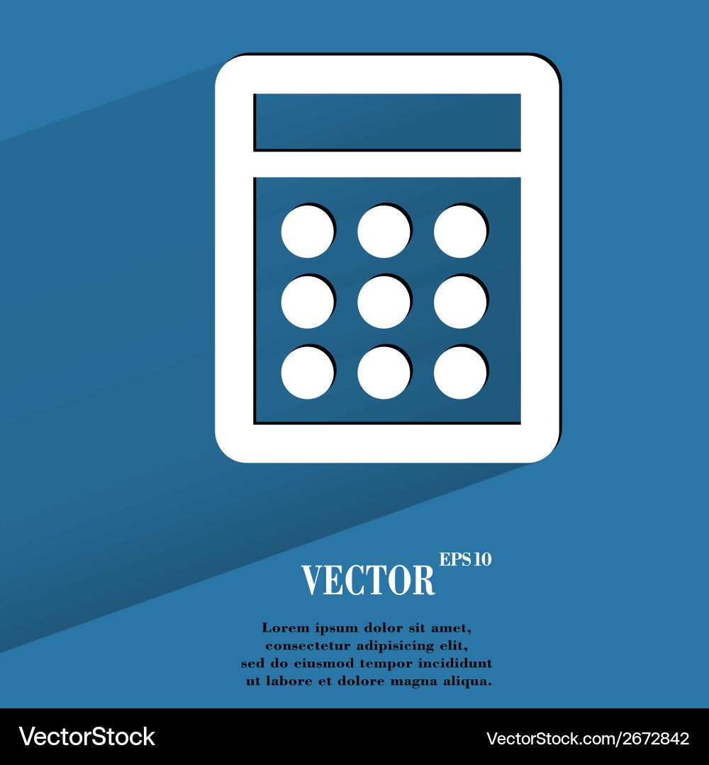 Calculator flat modern web button with long shadow vector image