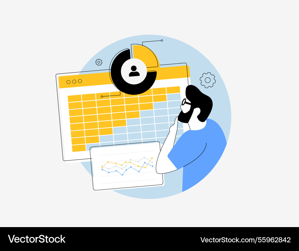 Cohort analysis with data charts and analytics Cohort analysis with data charts and analytics Vector Image