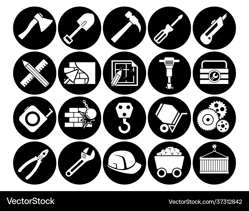 Construction set line icons with open path Vector Image