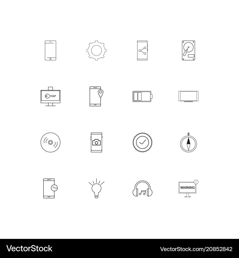 Devices linear thin icons set outlined simple vector image