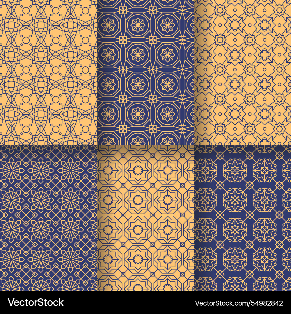 Flat linear arabic pattern collection Vector Image