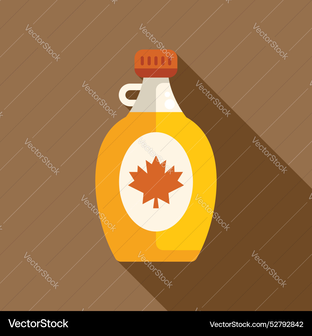 Glass bottle containing maple syrup showing Vector Image