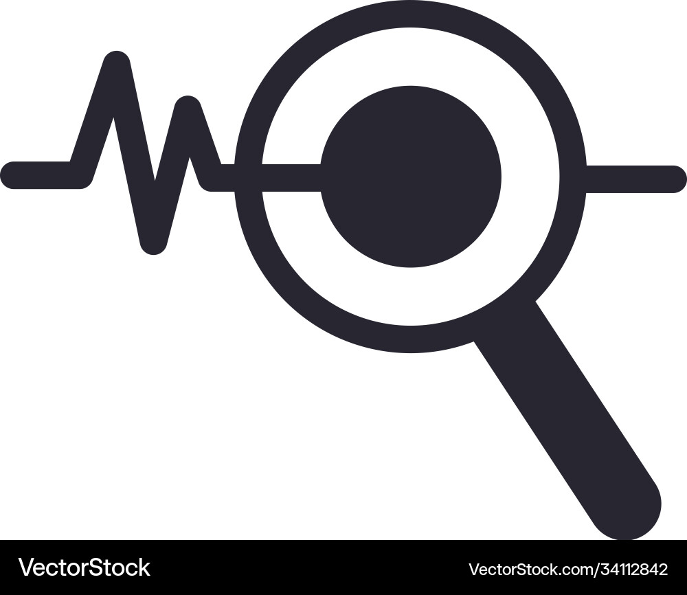 Line chart on lupe style icon design vector image