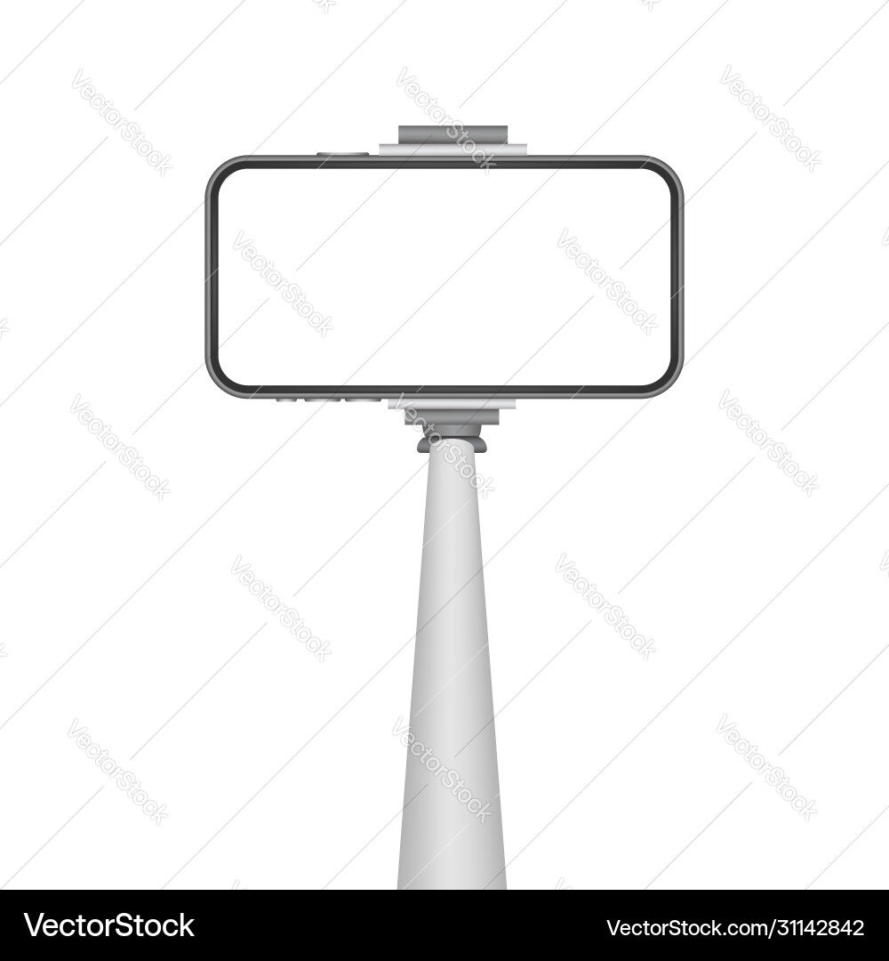 Monopod selfie stick with empty smartphone screen Monopod selfie stick with empty smartphone screen vector image