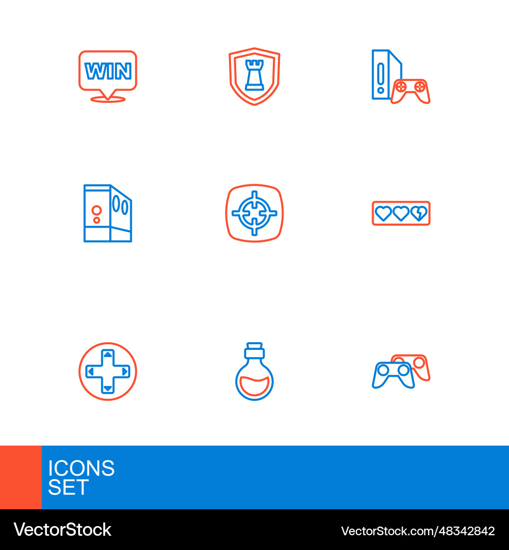 Set line game controller or joystick bottle vector image
