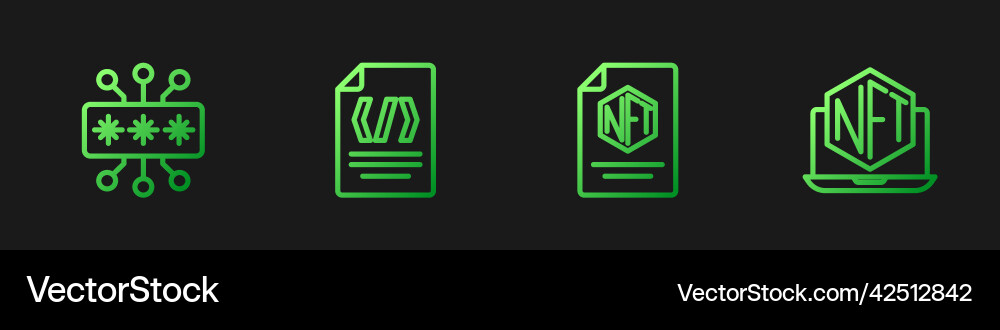 Set line nft contract cyber security binary code Set line nft contract cyber security binary code vector image