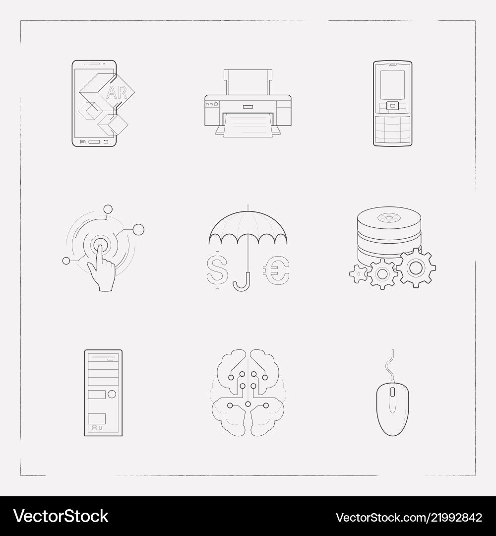 Set tech icons line style symbols Set tech icons line style symbols vector image