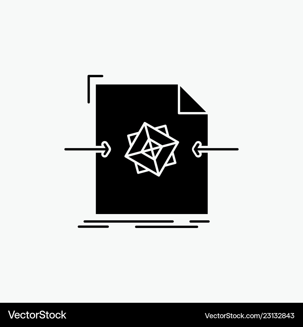 3d document file object processing glyph icon vector image