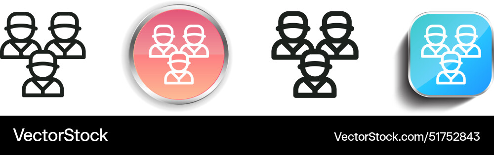 Baseball team icon thin linear regular and button Baseball team icon thin linear regular and button Vector Image