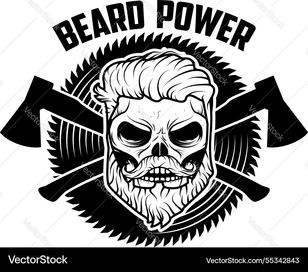 Beard power skull with and two axes Beard power skull with and two axes vector image