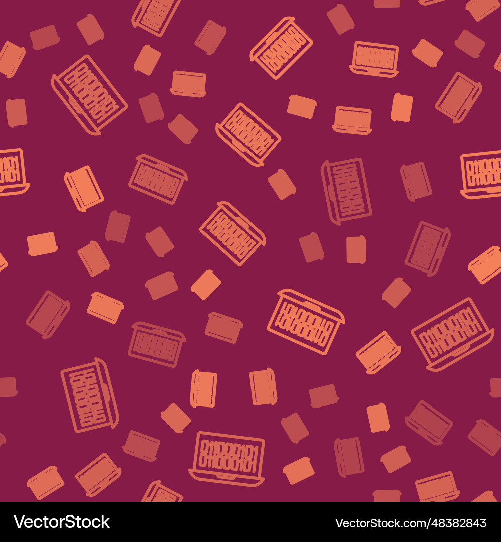 Brown line binary code icon isolated seamless vector image
