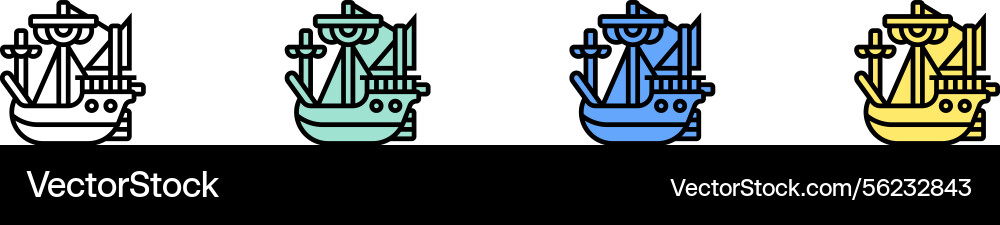Caravel icon outline green blue and yellow style Caravel icon outline green blue and yellow style vector image