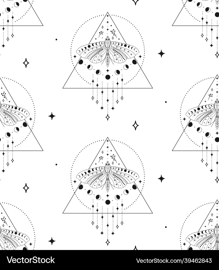 Celestial Moth & Moon Pattern vector image