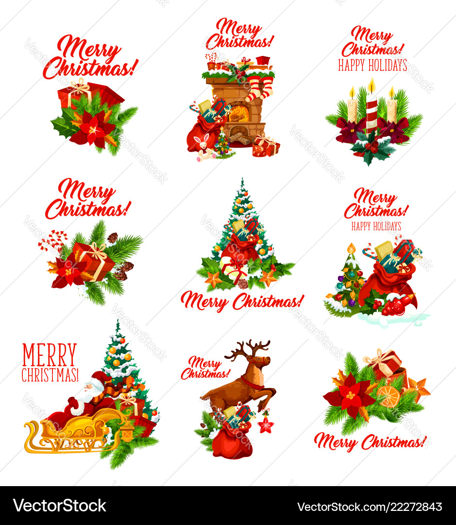 Christmas Holiday Icons - Festive Celebration Vector Image