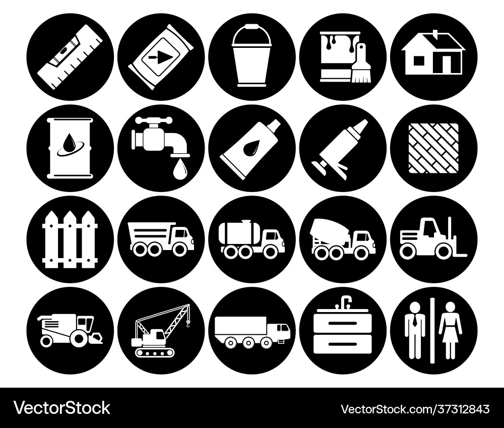 Construction set line icons with open path Vector Image