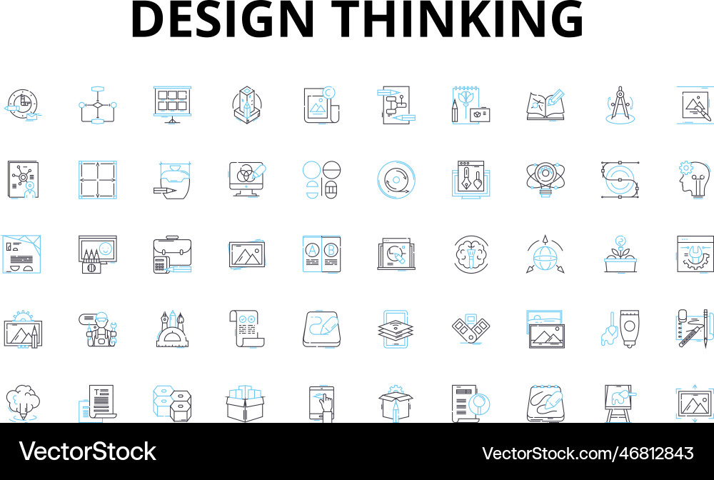 Design thinking linear icons set ideation Design thinking linear icons set ideation Vector Image