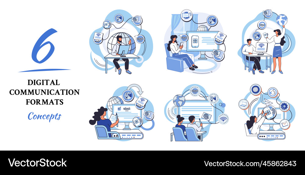 Digital communication formats metaphor content Digital communication formats metaphor content vector image