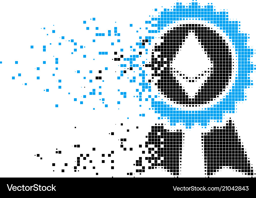 Ethereum reward seal dissolved pixel icon Vector Image
