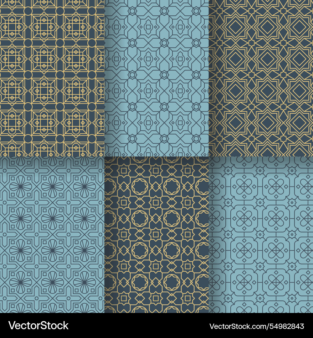 Flat linear arabic pattern collection Vector Image