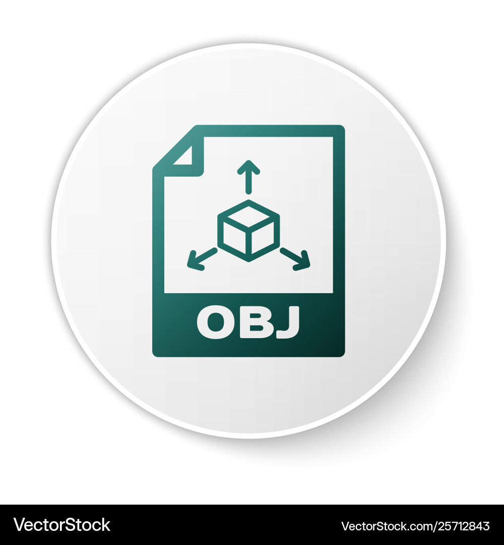 Green obj file document icon download button Green obj file document icon download button vector image