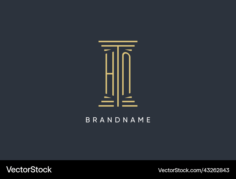 Hn initial monogram with pillar shape logo design Vector Image