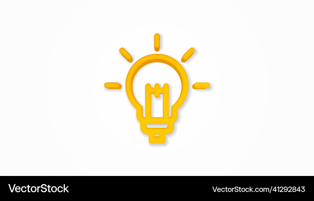 Light bulb idea 3d realistic line icon Light bulb idea 3d realistic line icon Vector Image