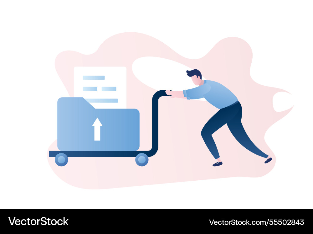 Man rolls the cart with document email or message Man rolls the cart with document email or message vector image